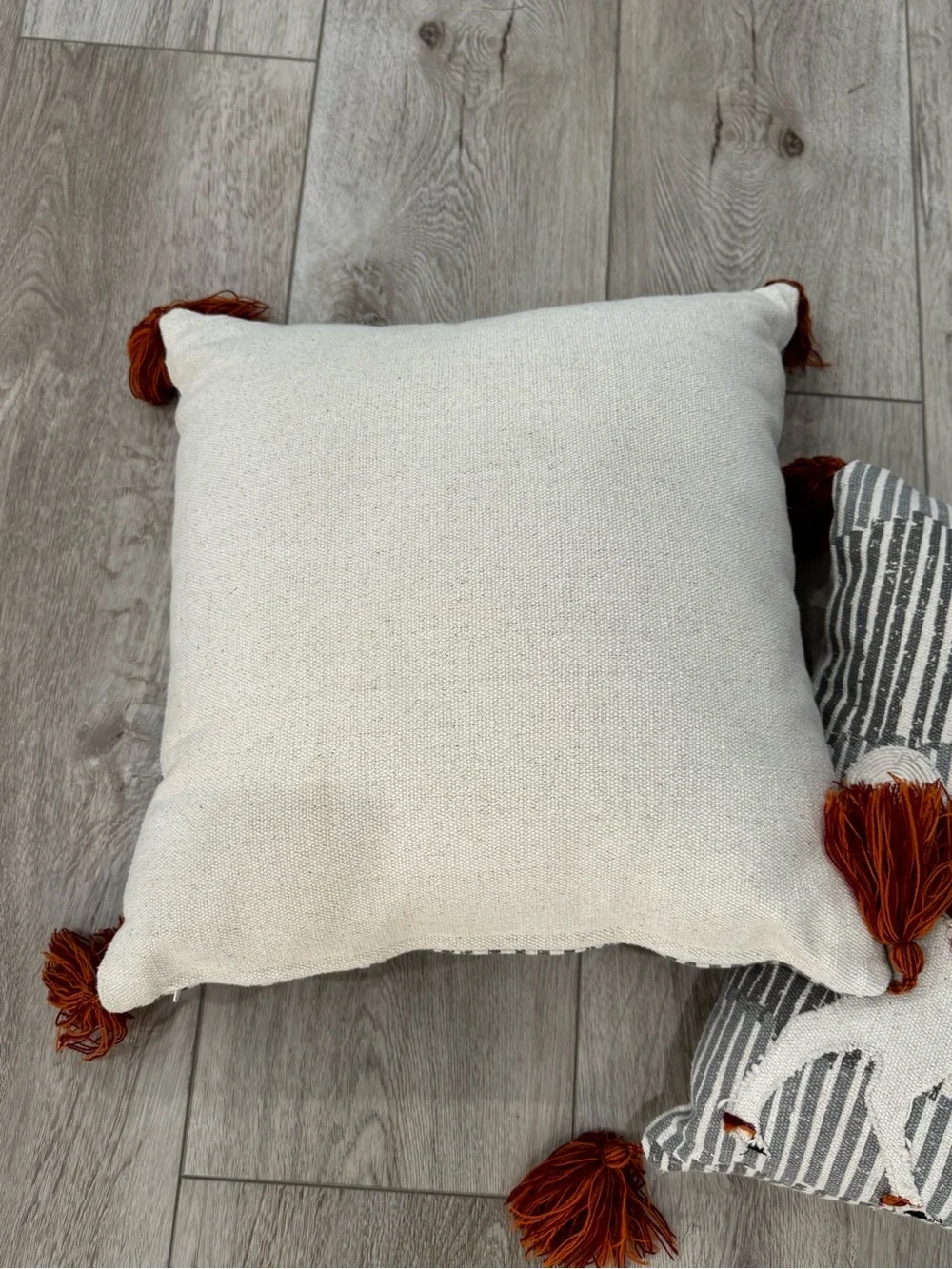 Llama Embroidered Decorative Throw Pillow Pair - Gray & Rust Accents